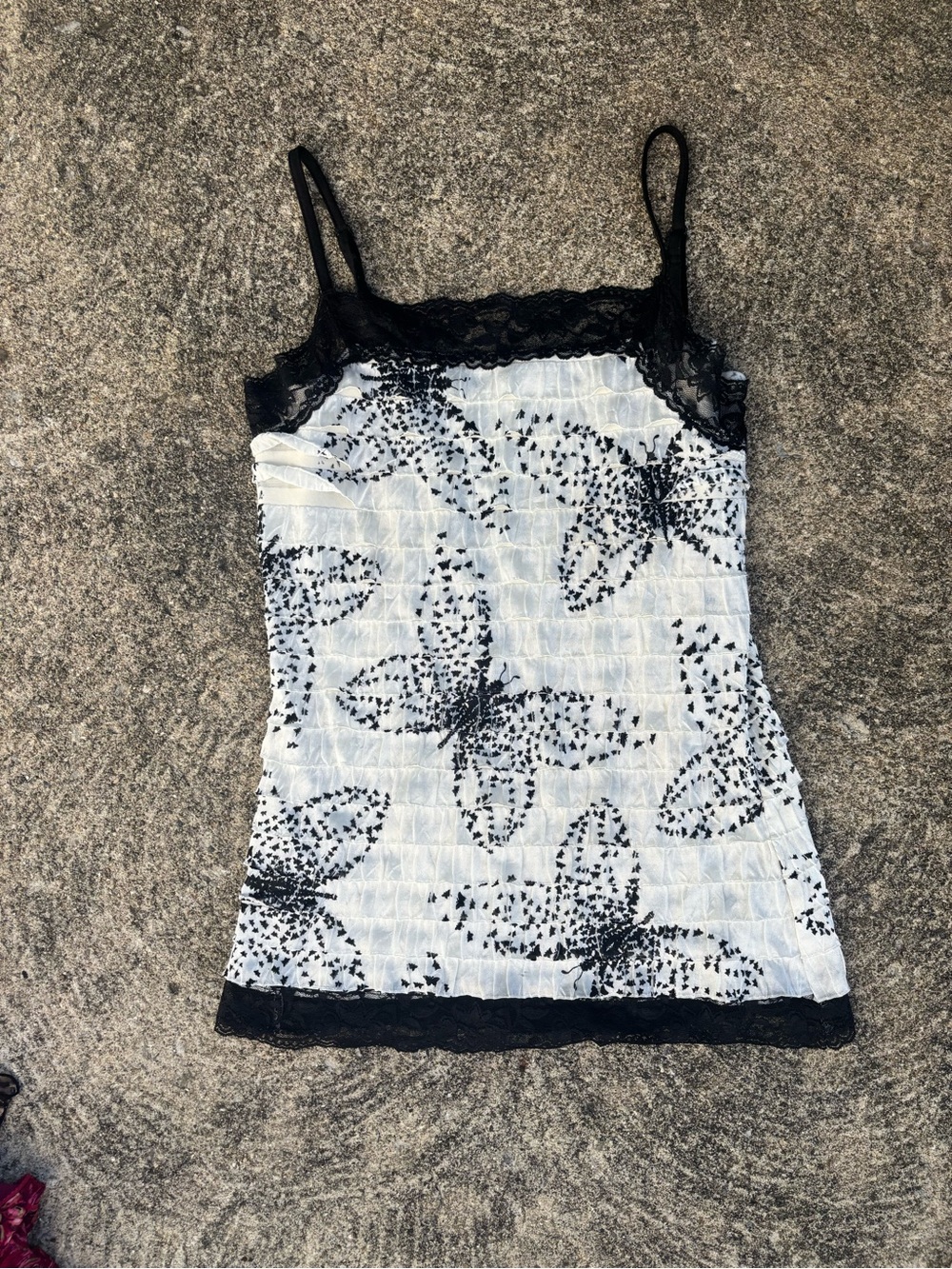 Maurices Black & White Lace Trim Butterfly Cami